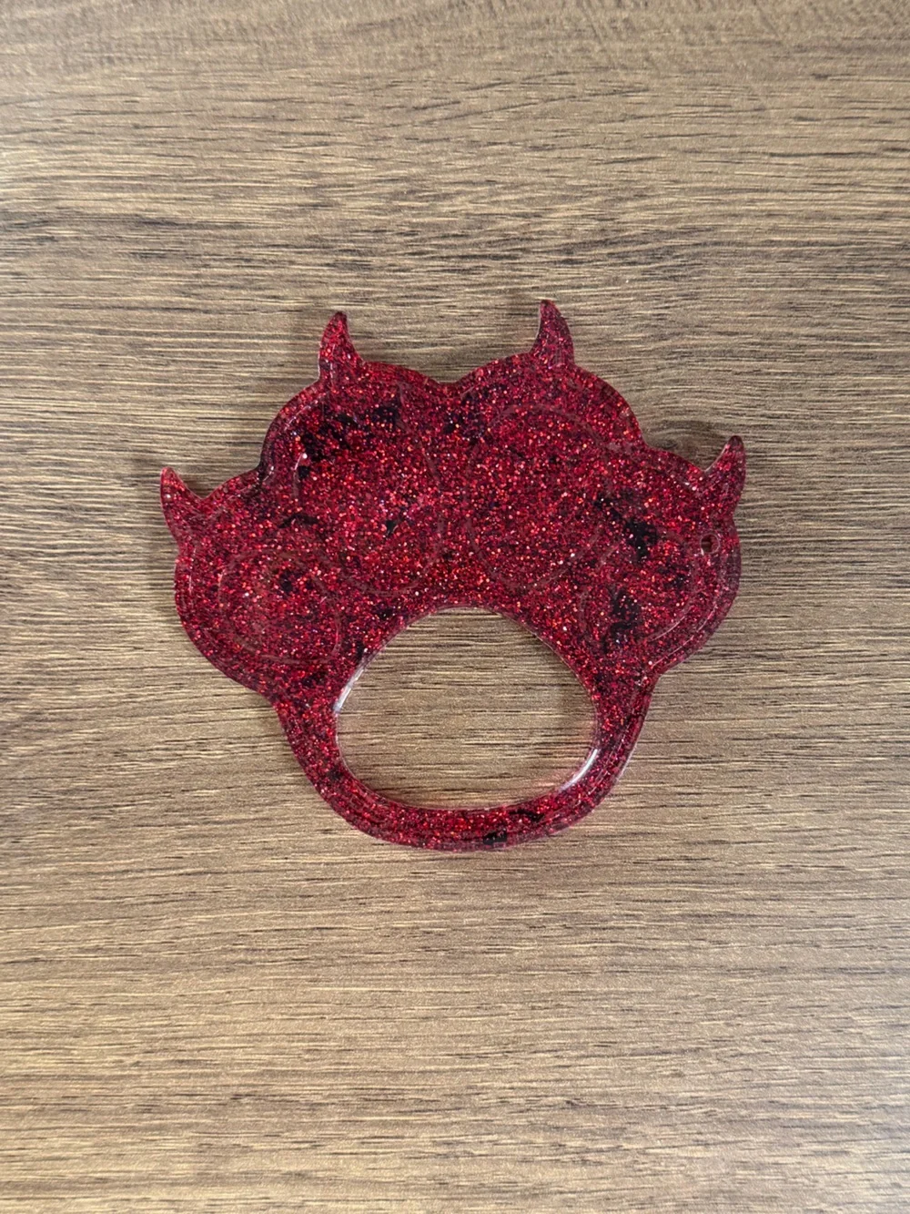 Red Glitter Devil Horn Ring Holder - Women Accessories